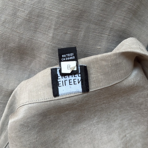 EILEEN FISHER Natural Linen Silk Blend Long Open Collar Blazer Jacket Cardigan S - Picture 8 of 8